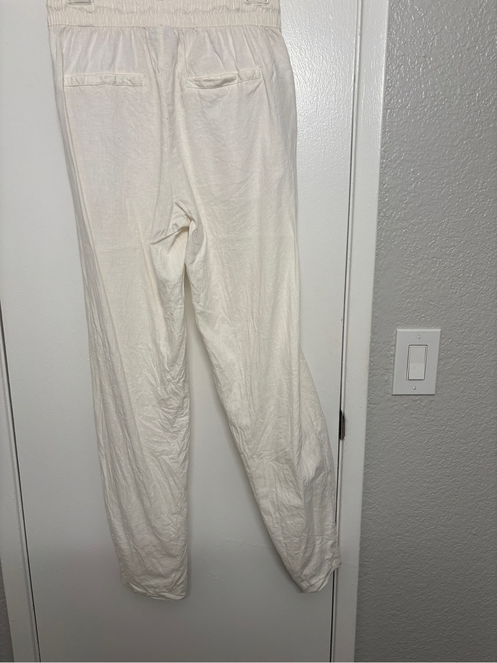Cream Drawstring Joggers - Picture 3 of 4